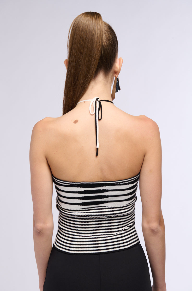 USED TO LOVE YOU STRIPED HALTER TOP